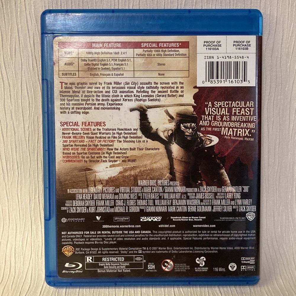 300 Blu Ray DVD Disc - Picture 2 of 4